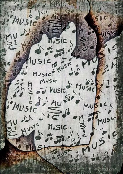 Grunge notes de musique vieux papier brûlé texture et motif — Photo