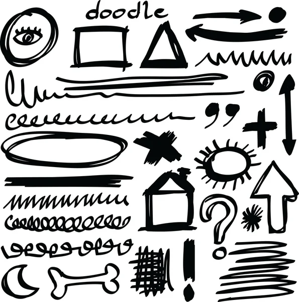 Set hand drawn shapes, circle, square, triangle, line — Stock Photo, Image