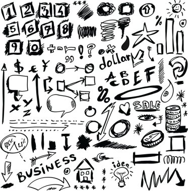 set doodle iş simgeleri