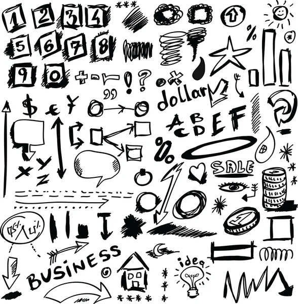 Set doodle abstract business icons — Stock Photo, Image