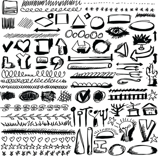 Set hand drawn shapes, circle, square, triangle, line, design elements — Stock Photo, Image