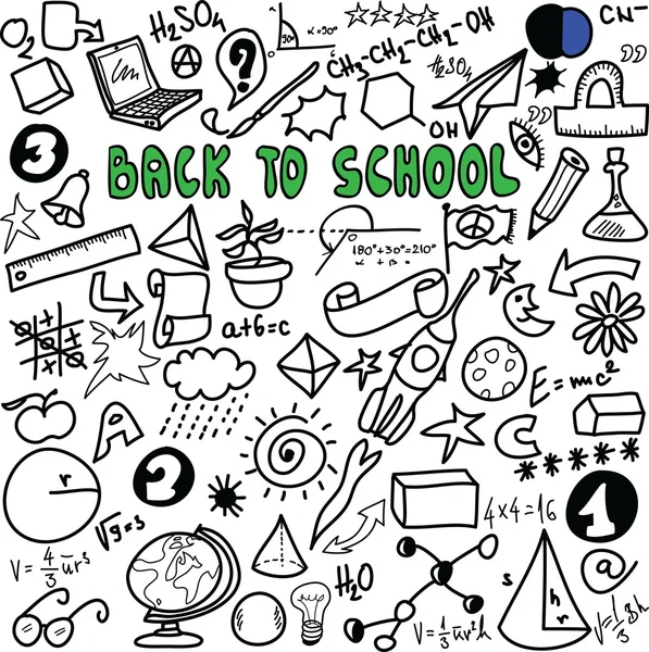 Back to school big doodles set isolated on white background, cartoon  illustration design elements — Stock Photo, Image