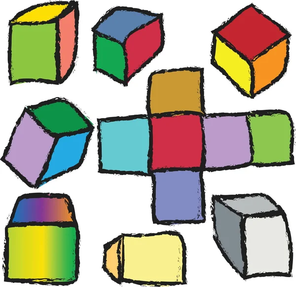 Ilustración grunge 3d cubos, elementos de diseño — Foto de Stock