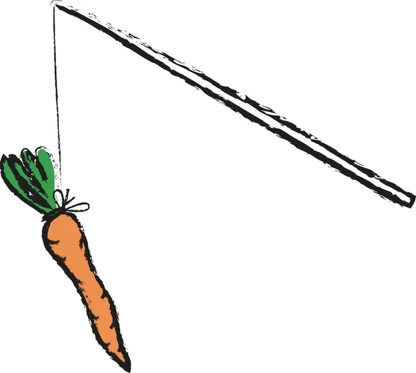 Cartoon carrot on stick — Stock Photo, Image