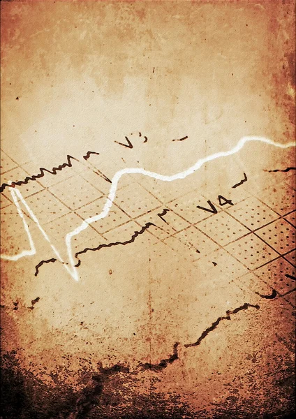 Kavramı eski grunge grafik Ekg arka planı ve doku — Stok fotoğraf