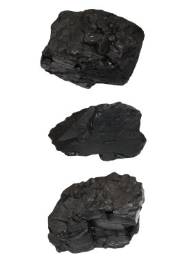 Beyaz arka plan üzerinde siyah kömür izole seti