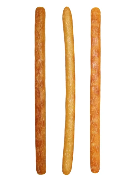 Kue kering asin tongkat pretzel terisolasi pada latar belakang putih — Stok Foto