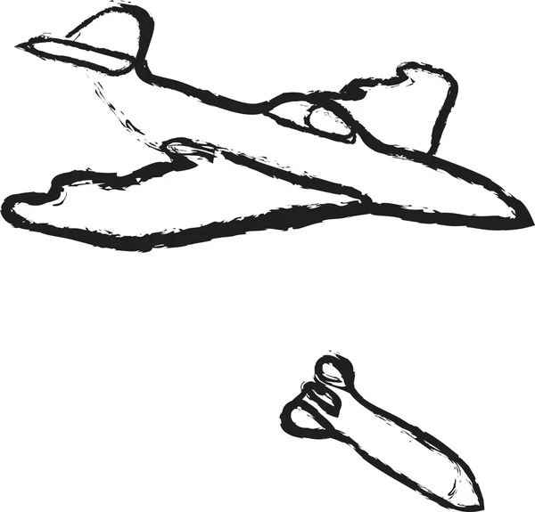 Doodle cartoon bombplan — Stockfoto
