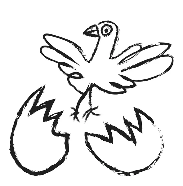 Doodle pássaro que eclode do ovo — Fotografia de Stock