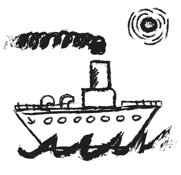 Doodle steamship — Stockfoto