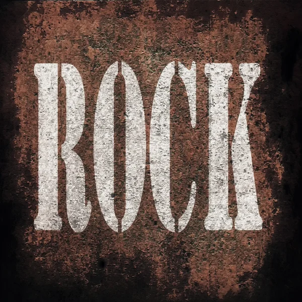 Rockmusik på gamla rostiga metallplattan bakgrund — Stockfoto