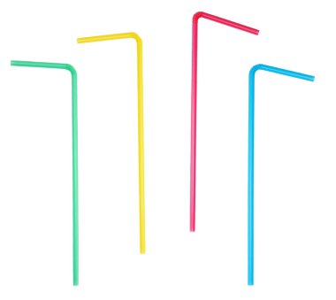 Küme dört renkli plastik bent payet (kırpma yolu ile beyaz arka plan üzerinde izole içme)