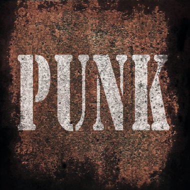 Eski paslı metal plaka arka plan üzerinde punk müzik