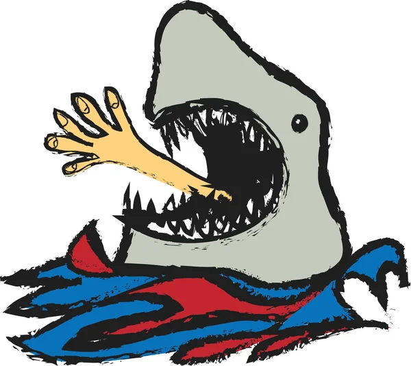 Cartoon shark devouring man — Stock Photo, Image