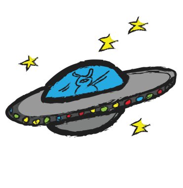 Doodle uzay uçan daire