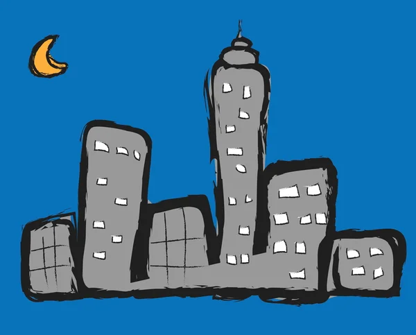 Doodle città di notte — Foto Stock