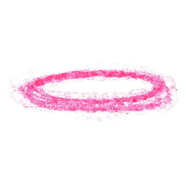 Foto grunge rojo cera pastel crayón punto aislado sobre fondo blanco, con ruta de recorte —  Fotos de Stock