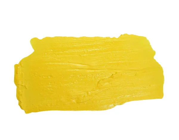 Tahy štětce Foto žlutá grunge olejové barvy izolovaných na bílém pozadí — Stock fotografie