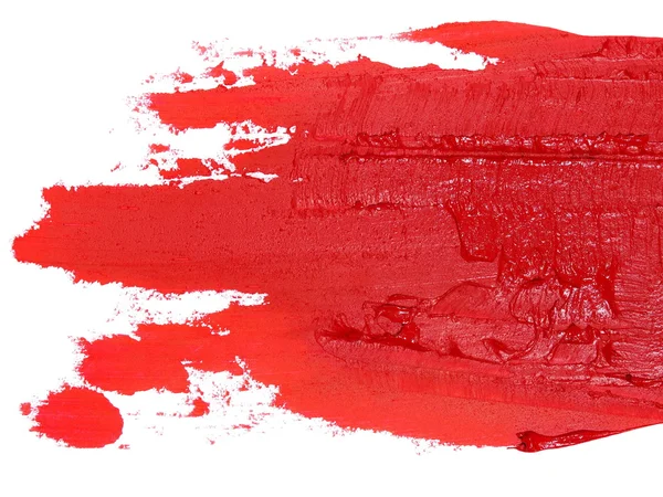 Foto rojo grunge pinceladas pintura al óleo aislado sobre fondo blanco — Foto de Stock