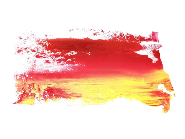 Photo yellow red grunge brush strokes oil paint isolated on white background — Stock Photo, Image