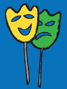 Trajedi ve komedi Tiyatro maskeleri doodle