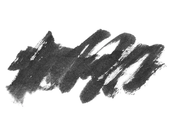 포토 검정 잉크 손 그린 브러쉬 스트로크 흰색 배경, 그런 지 종이 질감에 고립 — 스톡 사진