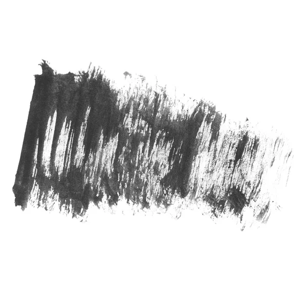 Photo noir encre peinte à la main coups de pinceau isolé sur fond blanc, texture papier grunge — Photo