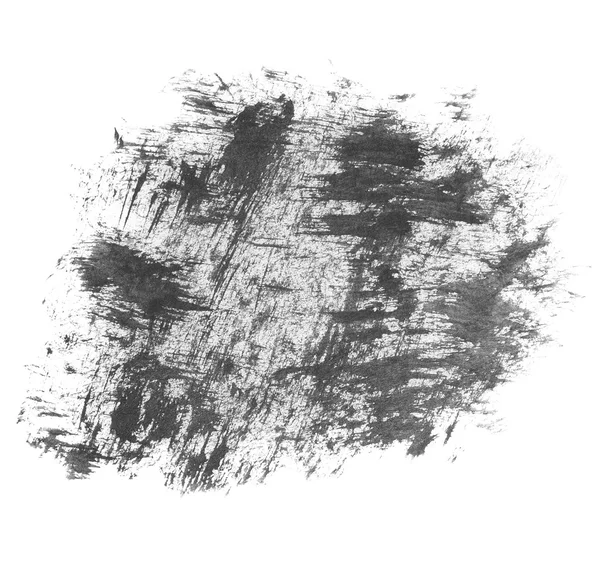 Photo black ink hand painted brush strokes isolated on white background, grunge paper texture — Stock Photo, Image