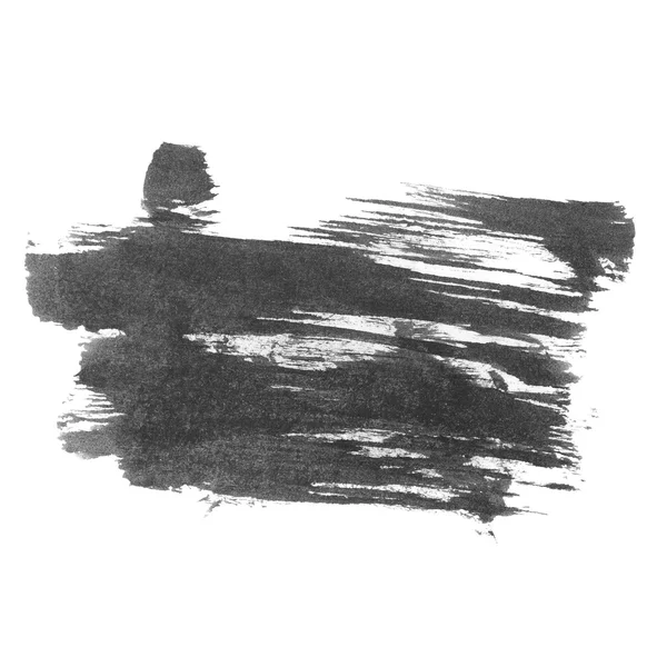 Photo black ink hand painted brush strokes isolated on white background, grunge paper texture — Stock Photo, Image