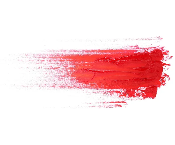 Фото червоного гранжевого пензля масляна фарба ізольована на білому тлі, (з відсічним контуром ) — стокове фото