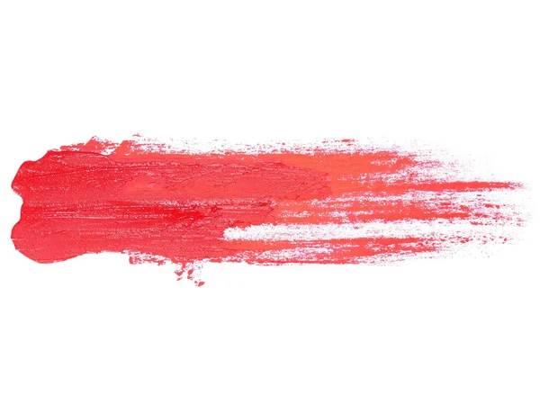 Photo red grunge brush strokes oil paint isolated on white background, (with clipping path) — Stock Photo, Image