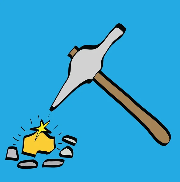 Cartoon pick axe and gold — Stock Photo, Image