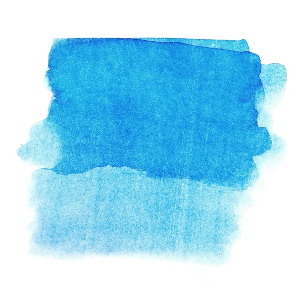 Blue ink hand painted brush strokes isolated on white background — Stock Photo, Image