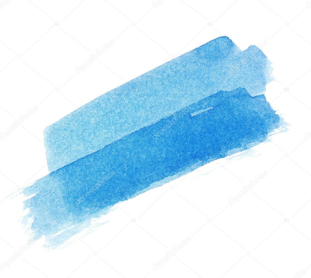 blue ink hand painted brush strokes isolated on white background