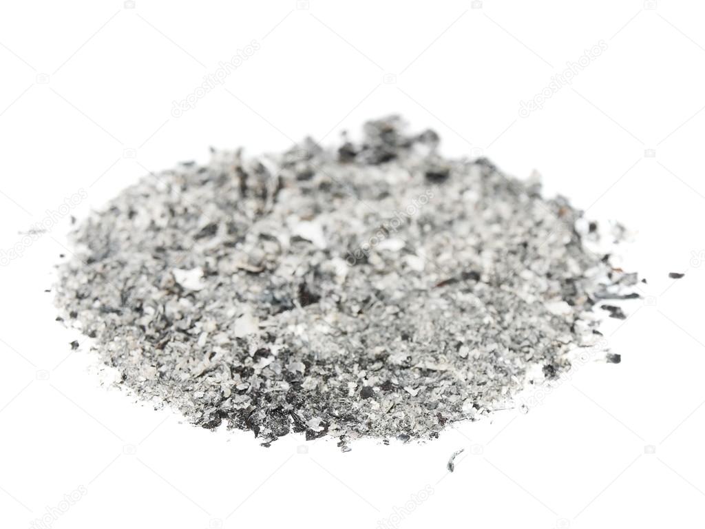 Ash isolated on white background, texture