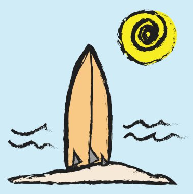 Plajda sörf tahtaları doodle