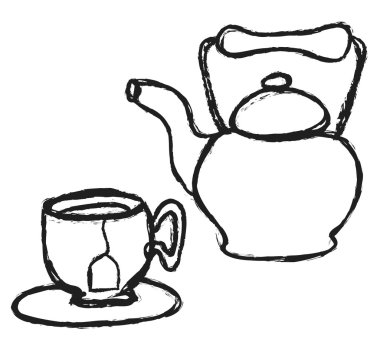 Doodle Kupası ve çaydanlık