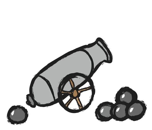 Doodle antik cannon cannon topları ile — Stok fotoğraf