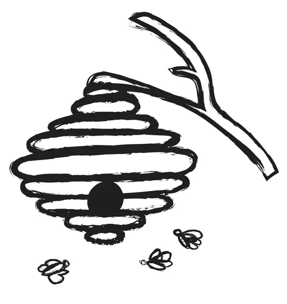 Colmeia de doodle e abelhas — Fotografia de Stock