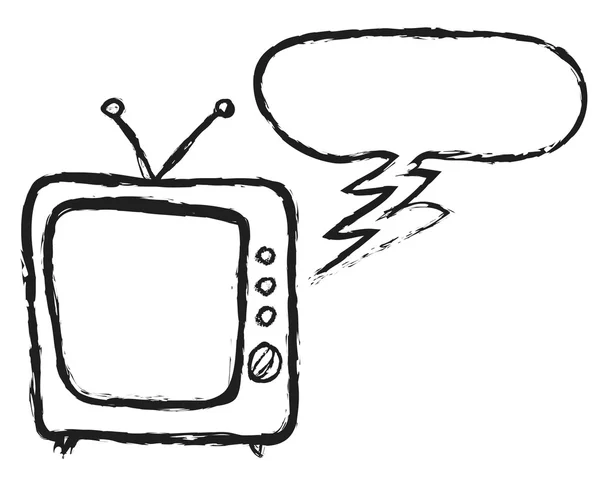 Doodle stare retro Tv, dymek — Zdjęcie stockowe