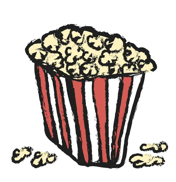 Doodle paper bag full of popcorn — Stock Photo, Image