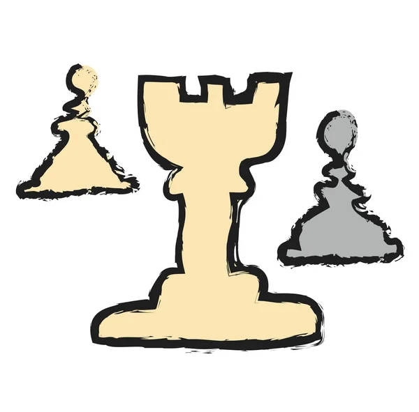 Doodle-Turm-Ikone, Schachfigur — Stockfoto