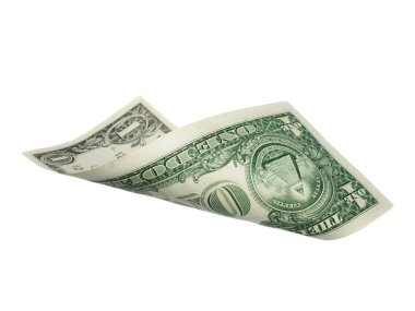 beyaz zemin üzerine düşen bir dolarlık banknot izole