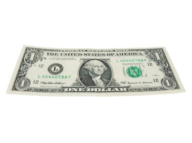beyaz zemin üzerine düşen bir dolarlık banknot izole