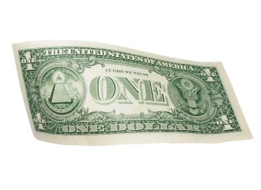 beyaz zemin üzerine düşen bir dolarlık banknot izole