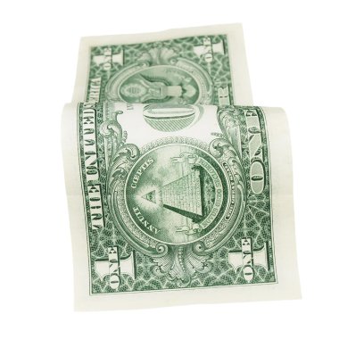 beyaz zemin üzerine düşen bir dolarlık banknot izole