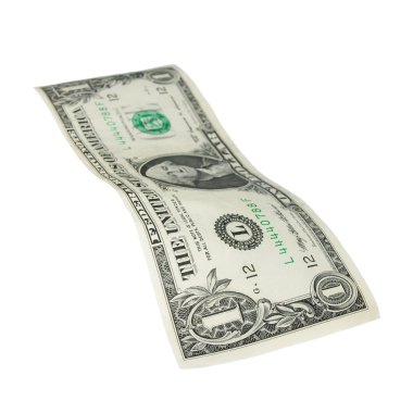beyaz zemin üzerine düşen bir dolarlık banknot izole