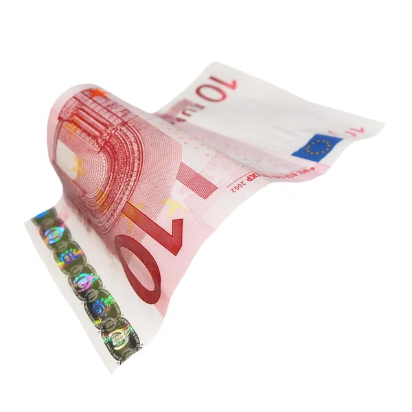 10 eurobankovky izolovaných na bílém pozadí — Stock fotografie