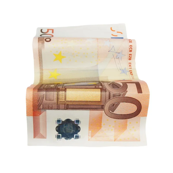 Padesáti eurobankovek izolované na bílém — Stock fotografie