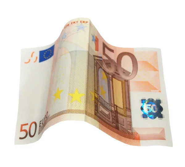 Vijftig euro bankbiljetten geïsoleerd op wit — Stockfoto